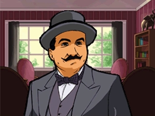 Dit is Hercule Poirot, het hoofdpersonage van het spel.