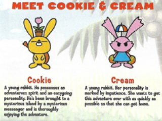 Speel als de twee konijnen Cookie en Cream, elk op hun eigen scherm.