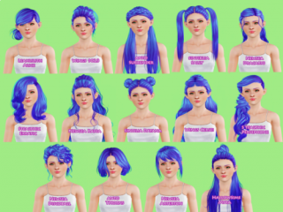 Dit zijn alle haar-styles die je voor je sim kan kiezen.