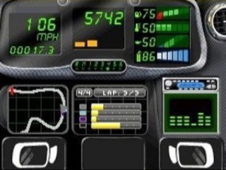 Op het dashboard kan je tijdens de race de kaart, je snelheid, je tijd en je nitro zien.