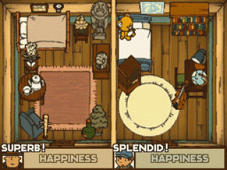 Maak de kamers van Professor Layton en Luke mooi met de spullen die je gevonden hebt.