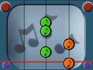 In de minigame moet je de noten raken op het juiste ritme, denk aan Guitar Hero!